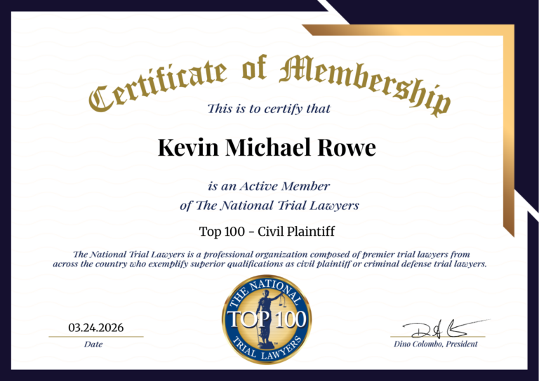 Kevin Rowe Re-Selected as a Top 100 Civil Plaintiff Trial Lawyer in Arizona