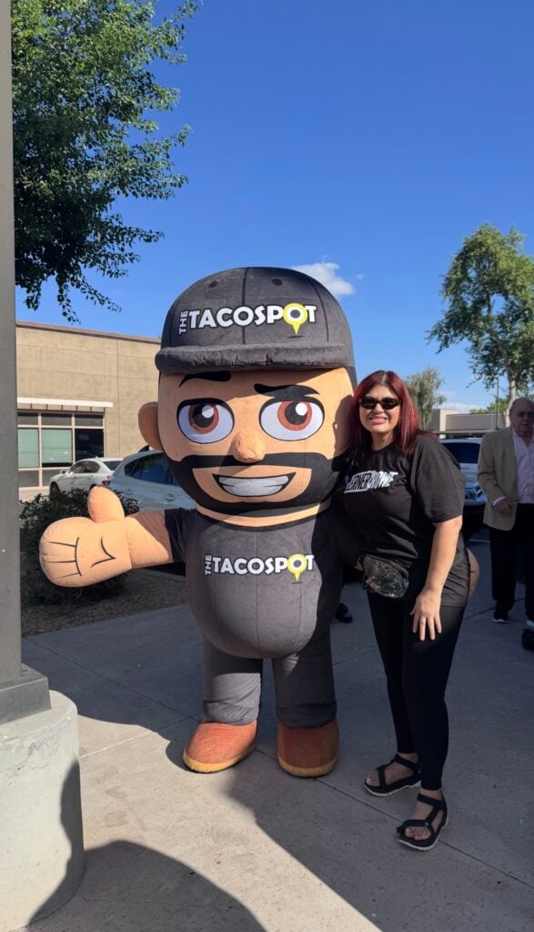 Taco Spot Grand Relaunch Tempe mascot