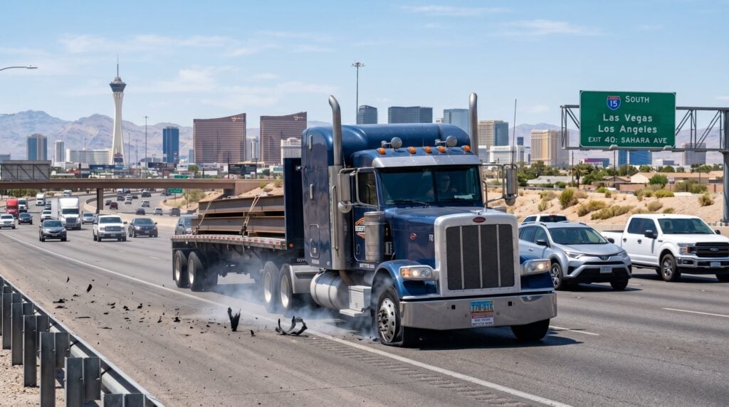 18-Wheeler Tire Blowout in Las Vegas, Nevada