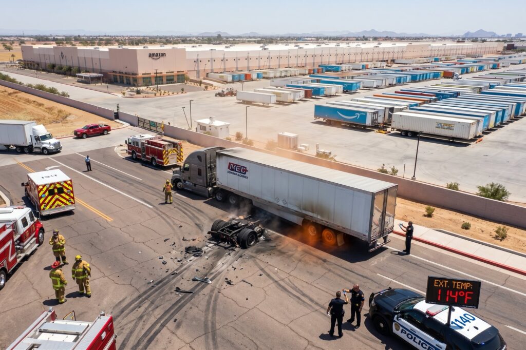 Phoenix Commercial Truck Blowout Accidents in Summer | Amazon Fulfillment Center Crash